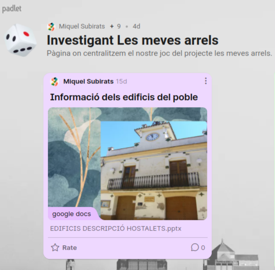 Imatge padlet amb post d'edifici