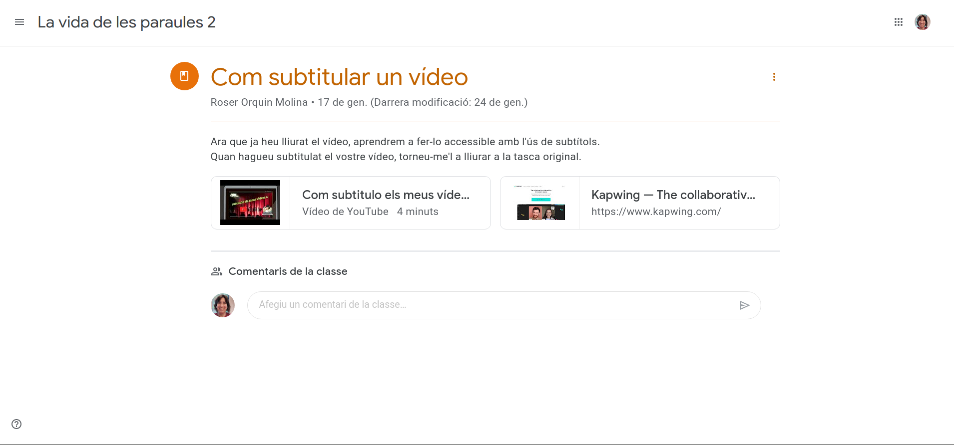 Com subtitular un vídeo: Ara que ja heu lliurat el vídeo, aprendrem a fer-lo accessible amb l'ús de subtítols. Quan hagueu subtitulat el vostre vídeo, torneu-me'l a lliurar a la tasca original.